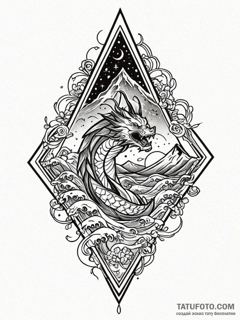 Kite shield beneath celestial spire, artistic... - эскиз тату (№1752628193_0, 16.07.2025 01:09) — Tatufoto.com