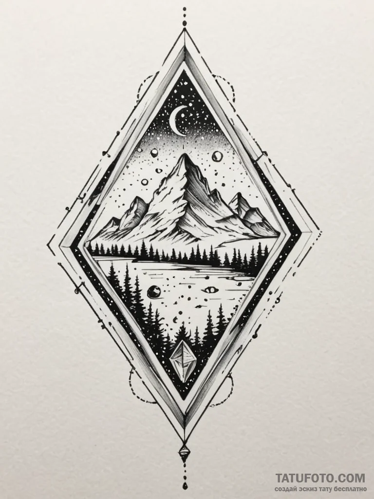 Quartz crystal with a flickering led embedded... - эскиз тату (№1752628277_0, 16.07.2025 01:11) — Tatufoto.com
