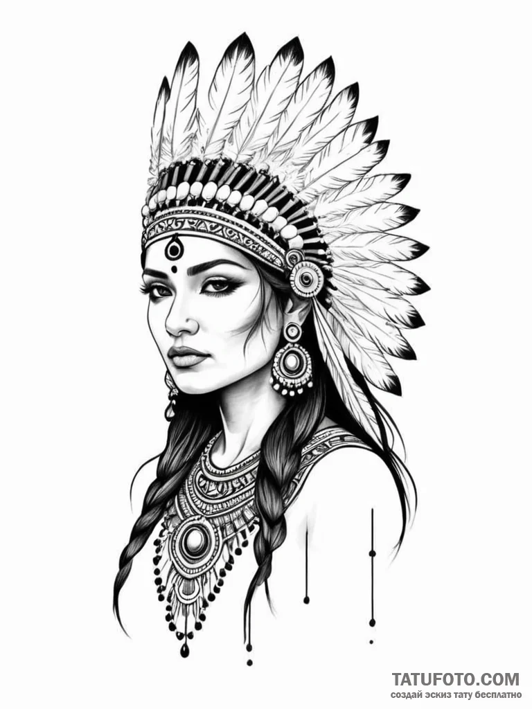 Indian - эскиз тату (№1752628611_0, 16.07.2025 01:16) — Tatufoto.com