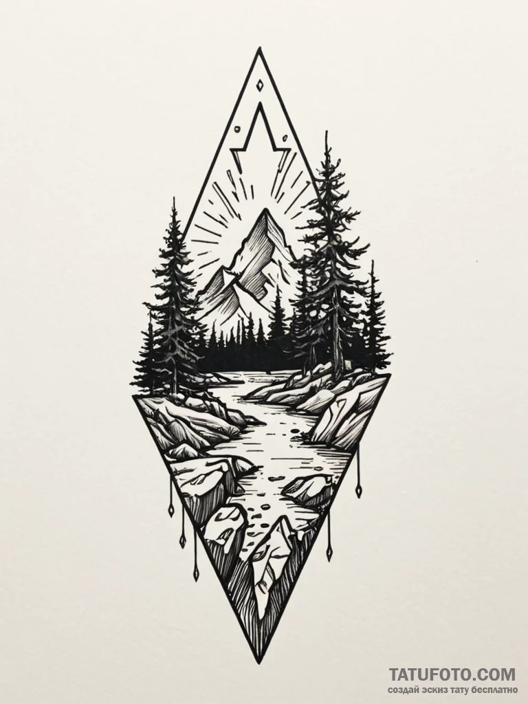 Arrowhead cracked with moss, concept art for... - эскиз тату (№1752628778_0, 16.07.2025 01:19) — Tatufoto.com