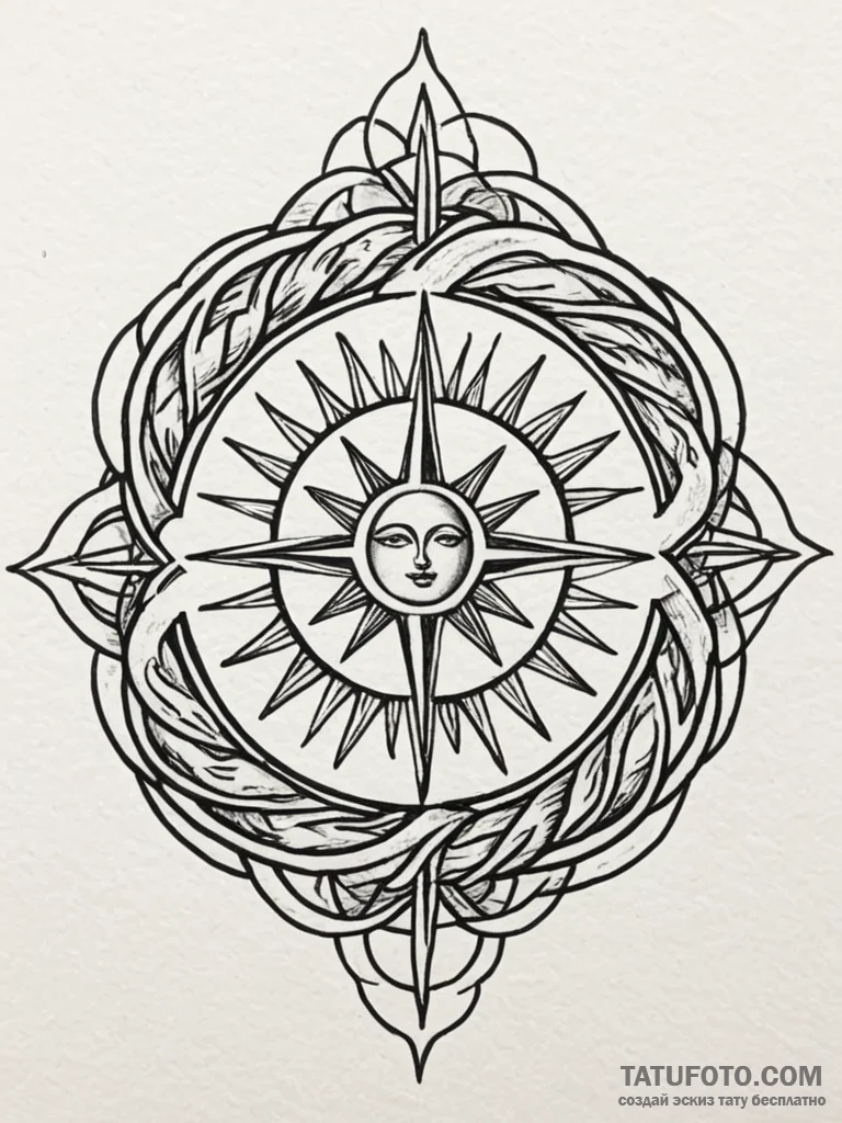 Eternal knot that binds the sun and moon, art... - эскиз тату (№1752628863_0, 16.07.2025 01:21) — Tatufoto.com