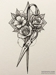 A pair of scissors cutting a string of fate,... - эскиз тату (№1752629032_0, 16.07.2025 01:23) — Tatufoto.com