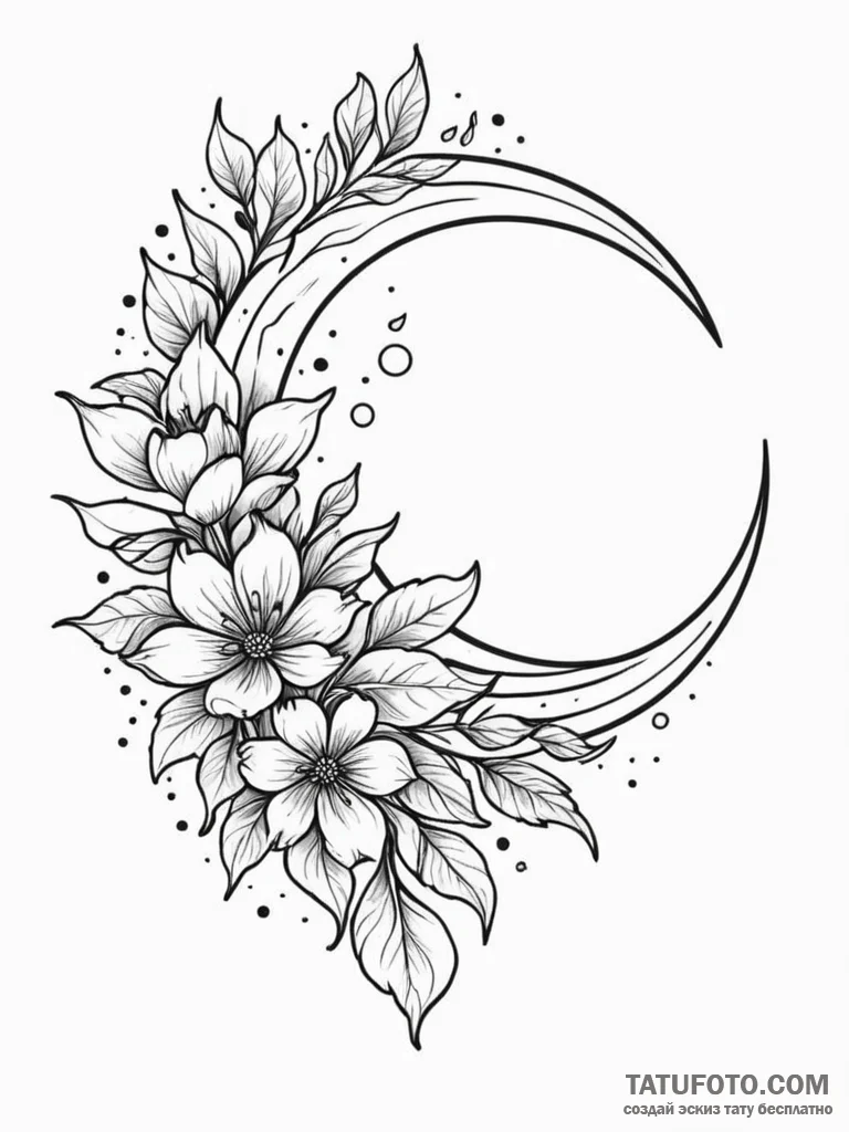 Quartz blossom beneath shattered moon, tattoo… — эскиз тату (№1752629282_0, 16.07.2025 01:28) — Tatufoto.com