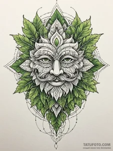 Mask of the green man, woven from leaves and... - эскиз тату (№1752629785_0, 16.07.2025 01:36) — Tatufoto.com
