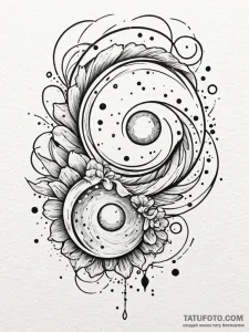 Opal dust swirling through cosmos, tattoo fla... - эскиз тату (№1752629869_0, 16.07.2025 01:37) — Tatufoto.com