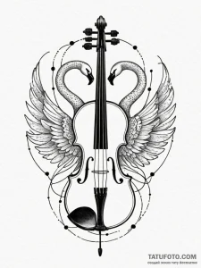 Viola instrument with f-holes shaped like gra... - эскиз тату (№1752629952_0, 16.07.2025 01:39) — Tatufoto.com