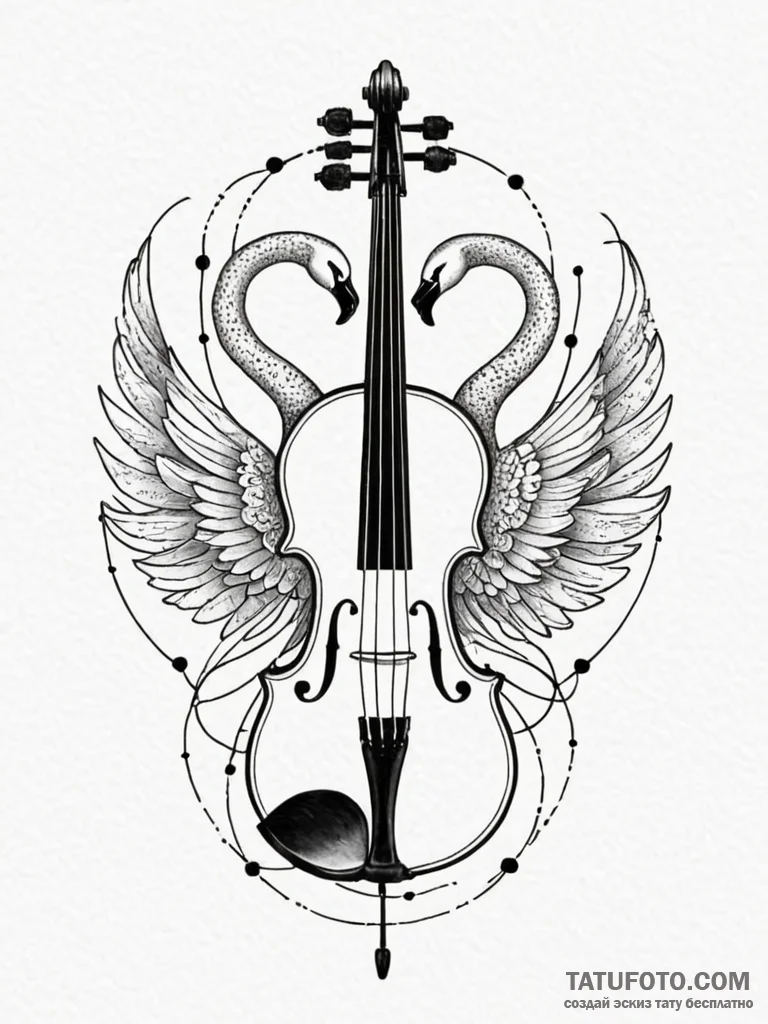 Viola instrument with f-holes shaped like gra... - эскиз тату (№1752629952_0, 16.07.2025 01:39) — Tatufoto.com