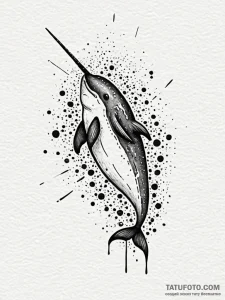 Narwhal, tattoo sketch design, watercolor tat... - эскиз тату (№1752630204_0, 16.07.2025 01:43) — Tatufoto.com