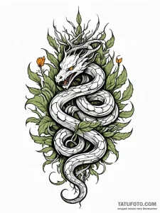 Fractured serpent crowned in roots, tattoo dr... - эскиз тату (№1752630706_0, 16.07.2025 01:51) — Tatufoto.com