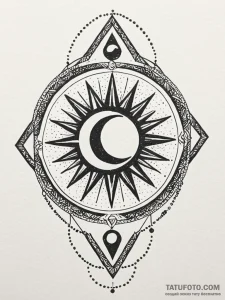 Solar eclipse with a diamond ring effect, tat... - эскиз тату (№1752630955_0, 16.07.2025 01:55) — Tatufoto.com