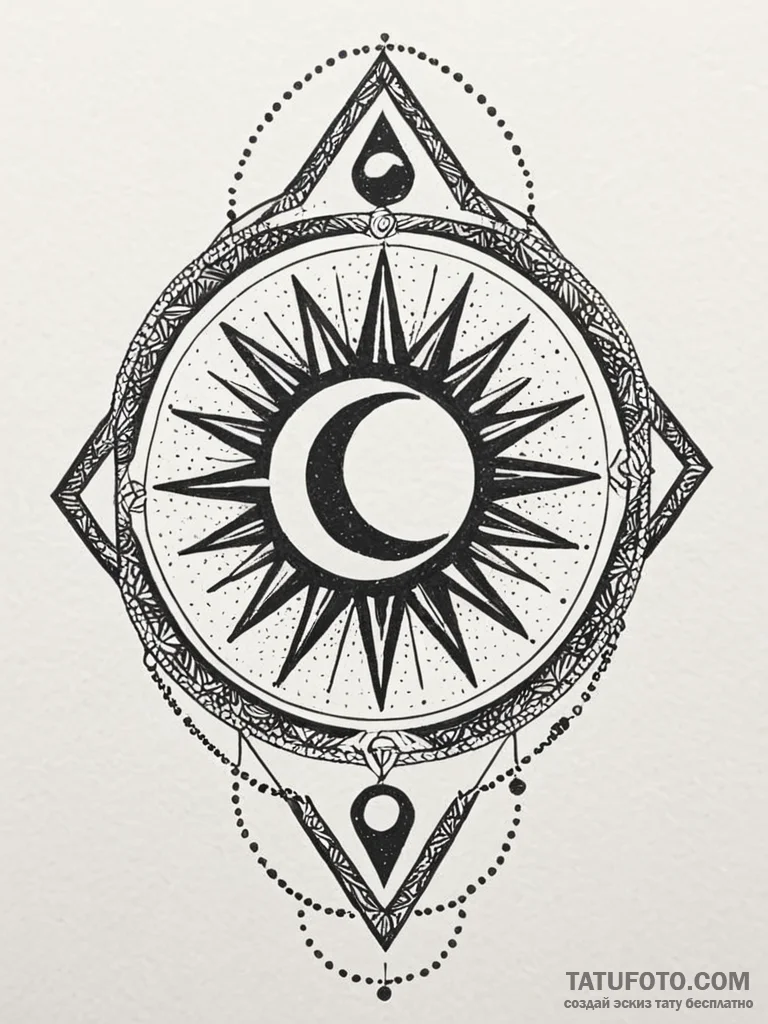 Solar eclipse with a diamond ring effect, tat... - эскиз тату (№1752630955_0, 16.07.2025 01:55) — Tatufoto.com