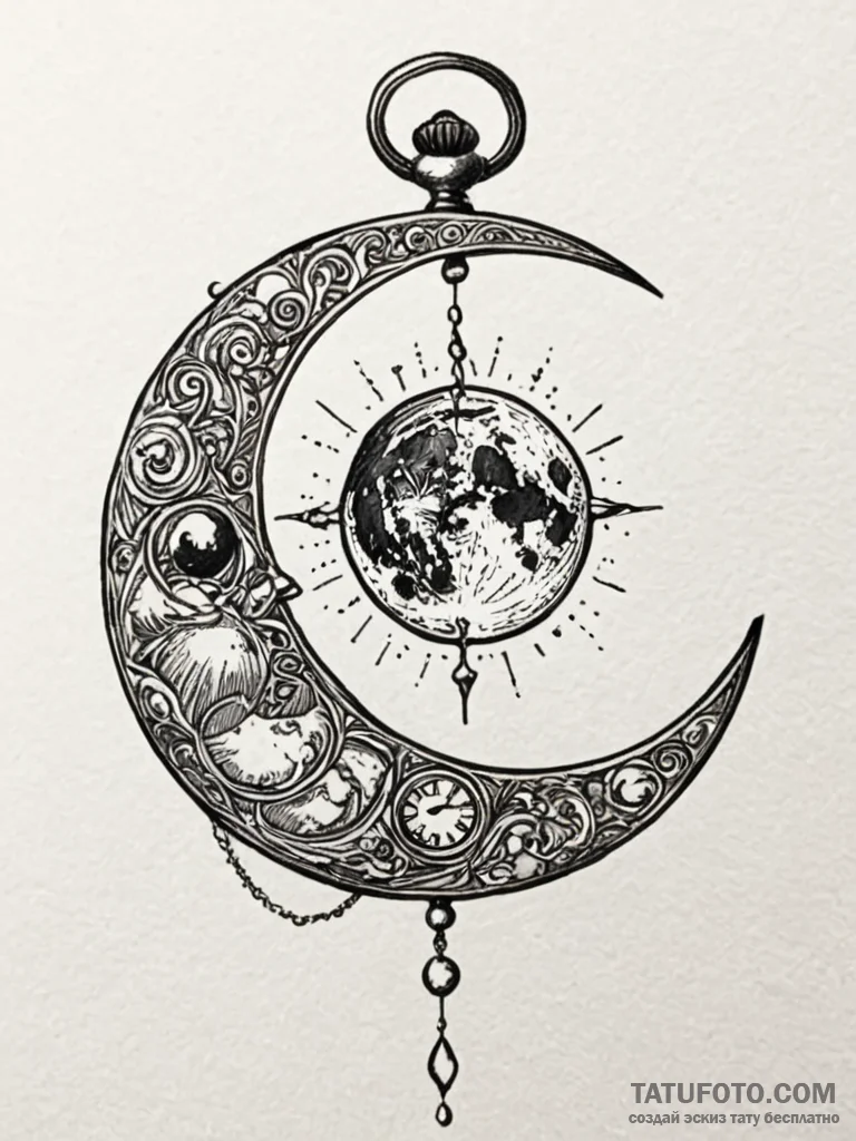 Pocket watch, its face a detailed map of the… — эскиз тату (№1752631121_0, 16.07.2025 01:58) — Tatufoto.com