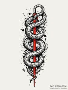 Serpent coils binding ancient blade, tattoo d... - эскиз тату (№1752631206_0, 16.07.2025 02:00) — Tatufoto.com