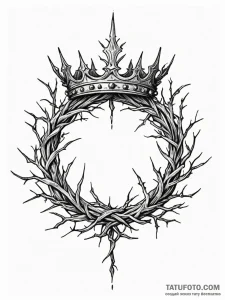 Crown of branches entwined with thorns, tatto... - эскиз тату (№1752631374_0, 16.07.2025 02:02) — Tatufoto.com