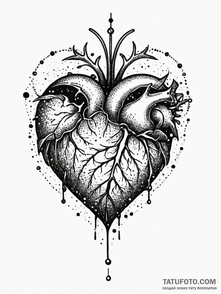 Bone chain wrapped around heart, tattoo drawi... - эскиз тату (№1752631457_0, 16.07.2025 02:04) — Tatufoto.com