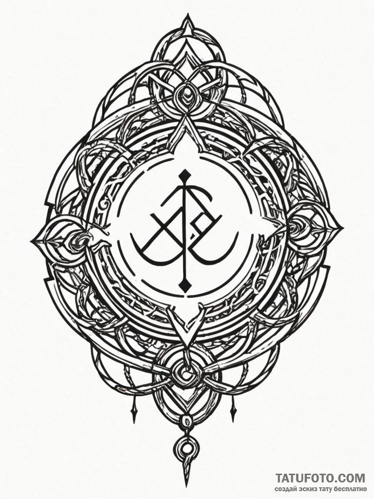 Ethereal chain holding sigil, tattoo sketch d... - эскиз тату (№1752631540_0, 16.07.2025 02:05) — Tatufoto.com