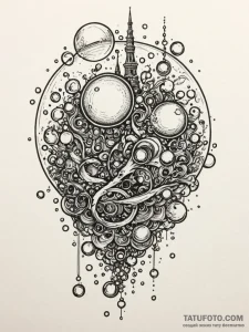 A whimsical bubble machine blowing bubbles, e... - эскиз тату (№1752631623_0, 16.07.2025 02:07) — Tatufoto.com