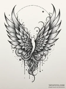 Unbound wings devouring celestial bloom, conc... - эскиз тату (№1752631874_0, 16.07.2025 02:11) — Tatufoto.com