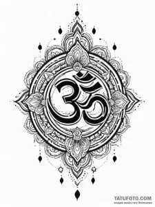 Om (symbol), tattoo sketch design, on a clean... - эскиз тату (№1752631958_0, 16.07.2025 02:12) — Tatufoto.com