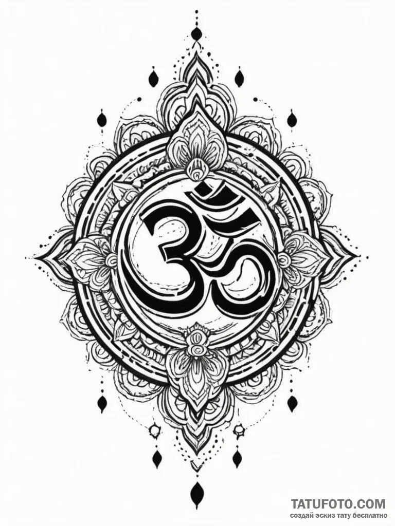 Om (symbol), tattoo sketch design, on a clean… — эскиз тату (№1752631958_0, 16.07.2025 02:12) — Tatufoto.com