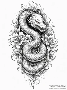 Fountain of youth guarded by a stone serpent,... - эскиз тату (№1752632125_0, 16.07.2025 02:15) — Tatufoto.com