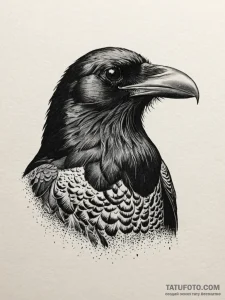 Eyeball held in the beak of a raven, artistic... - эскиз тату (№1752632375_0, 16.07.2025 02:19) — Tatufoto.com