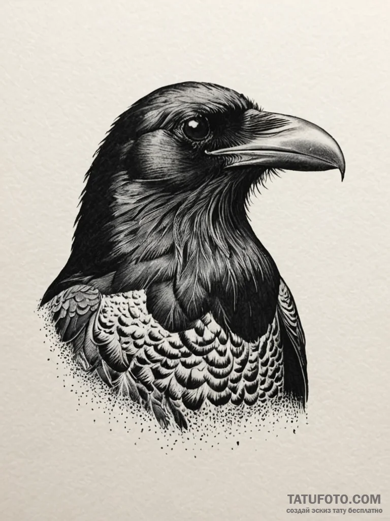 Eyeball held in the beak of a raven, artistic... - эскиз тату (№1752632375_0, 16.07.2025 02:19) — Tatufoto.com