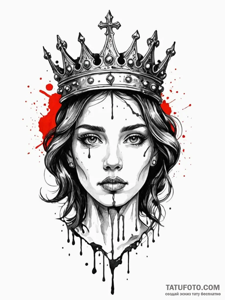Crown of mirrors reflecting void, tattoo line... - эскиз тату (№1752632708_0, 16.07.2025 02:25) — Tatufoto.com