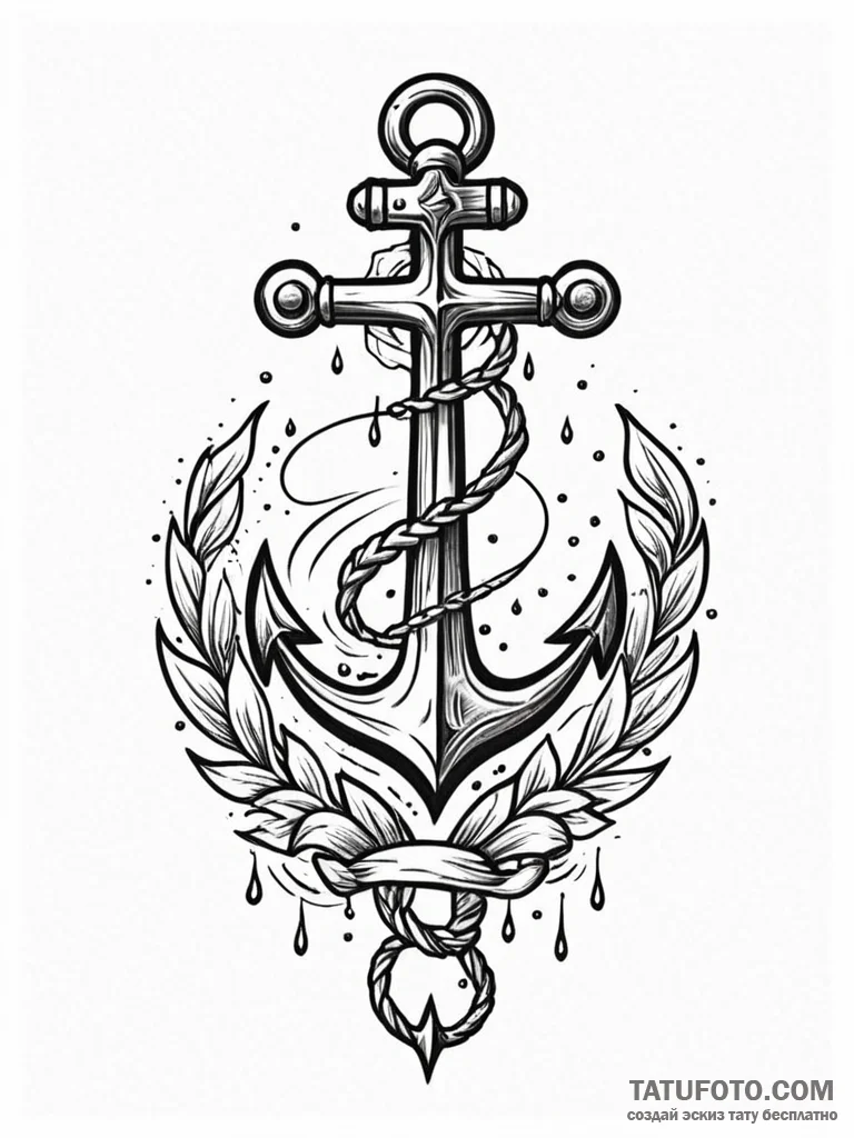 Animated anchor swirling in storm, tattoo ske... - эскиз тату (№1752633044_0, 16.07.2025 02:30) — Tatufoto.com