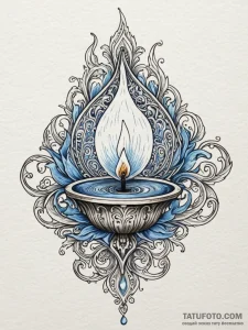 Arcane candle burning blue flame, concept art... - эскиз тату (№1752633211_0, 16.07.2025 02:33) — Tatufoto.com