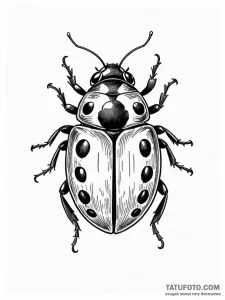 Ladybug, artistic tattoo sketch, black and gr... - эскиз тату (№1752633379_0, 16.07.2025 02:36) — Tatufoto.com