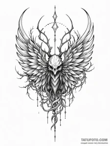 Frozen wings wrapped in thorns, tattoo sketch... - эскиз тату (№1752633546_0, 16.07.2025 02:39) — Tatufoto.com