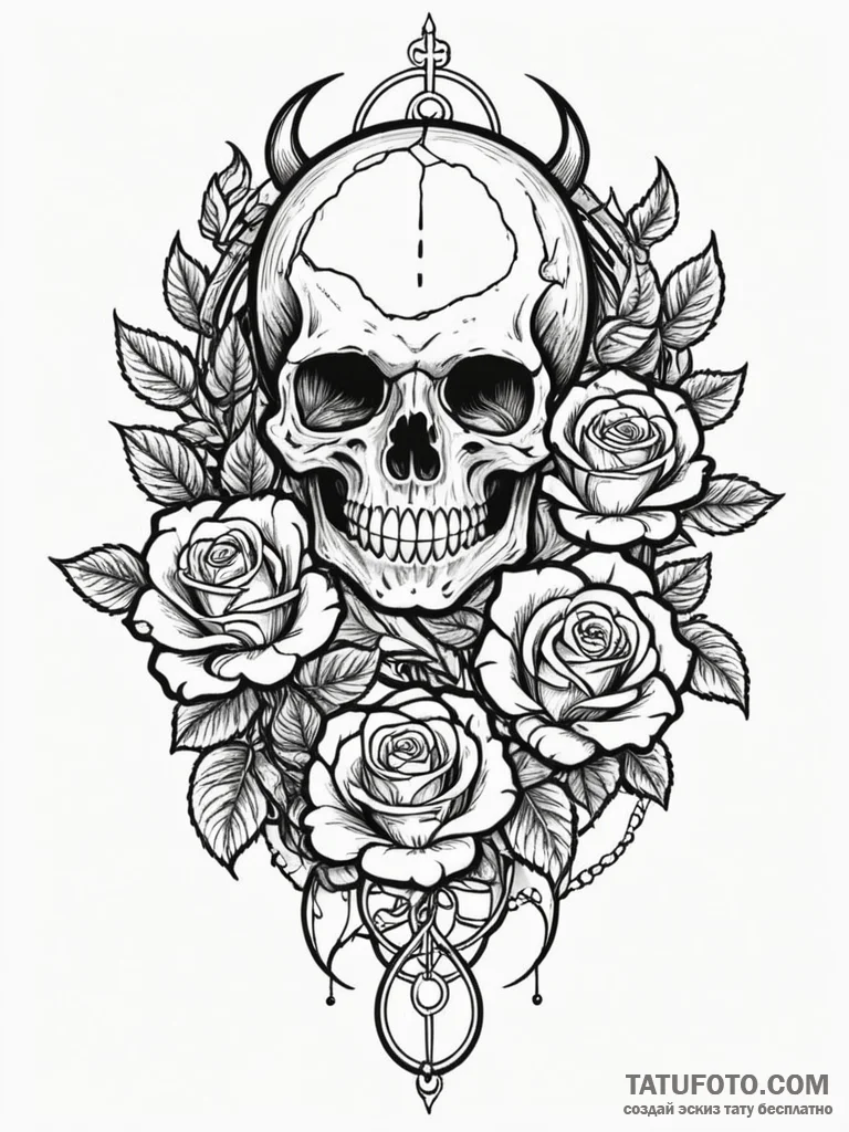 Kaiju rising from sunken ruins, tattoo flash... - эскиз тату (№1752633629_0, 16.07.2025 02:40) — Tatufoto.com