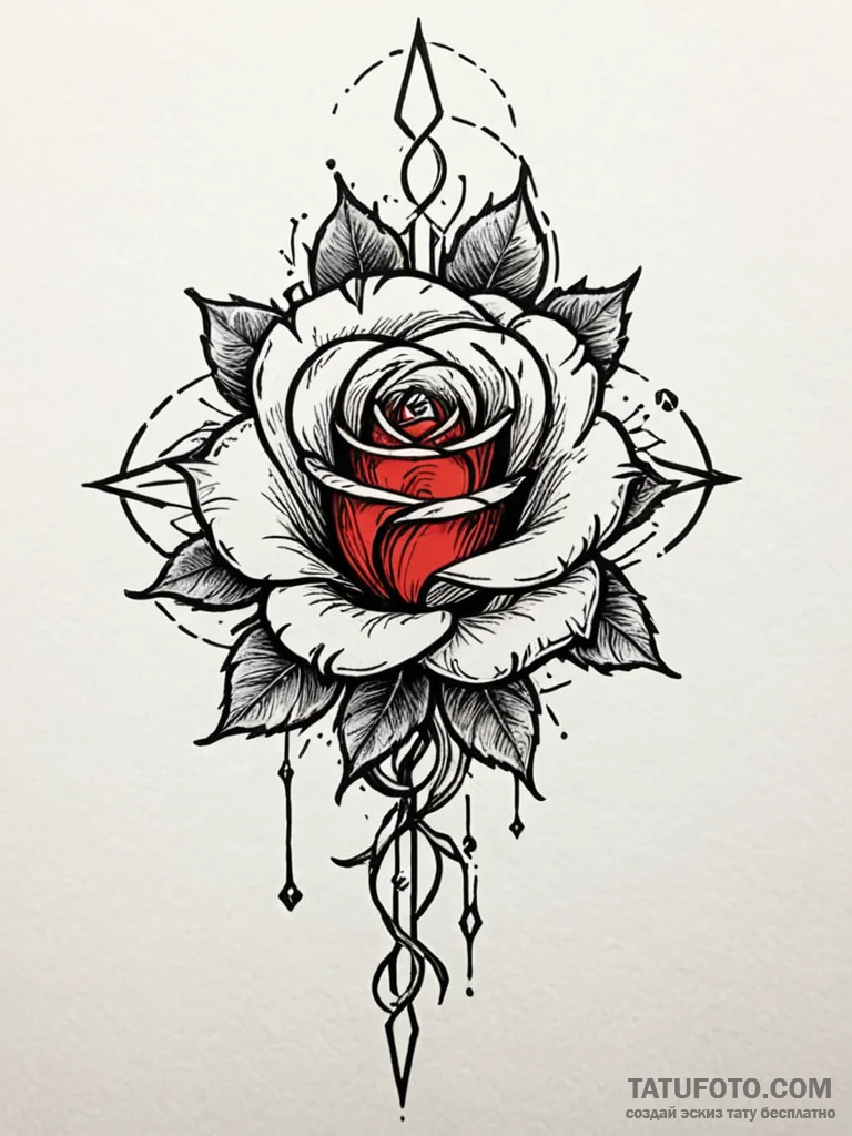 Apocalyptic rose encased in crystal, tattoo f... - эскиз тату (№1752633797_0, 16.07.2025 02:43) — Tatufoto.com