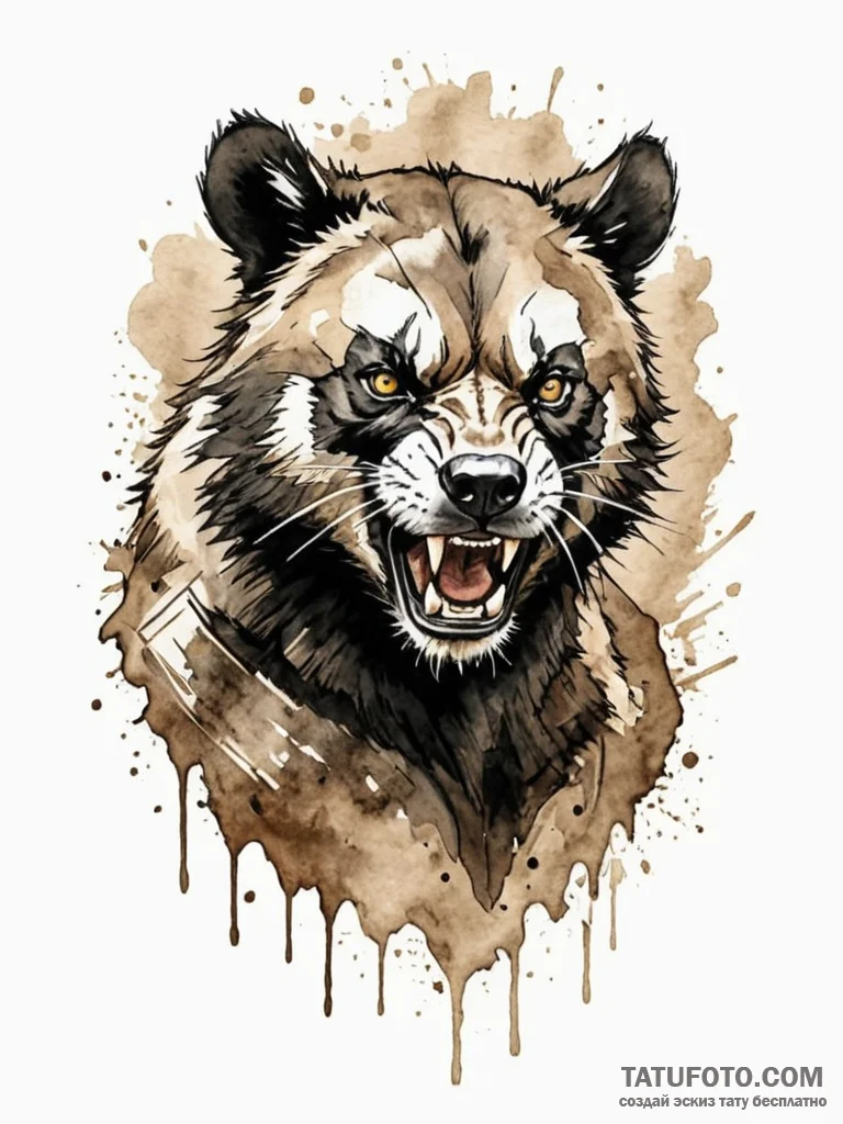 Tattoo design an aggressive wolverine, fierce... - эскиз тату (№1752647711_0, 16.07.2025 06:35) — Tatufoto.com