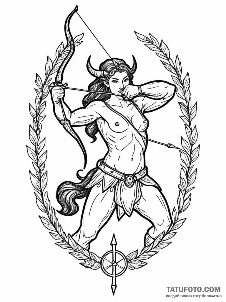 Tattoo sketch a sagittarius archer as an anci… — эскиз тату (№1752647788_0, 16.07.2025 06:36) — Tatufoto.com