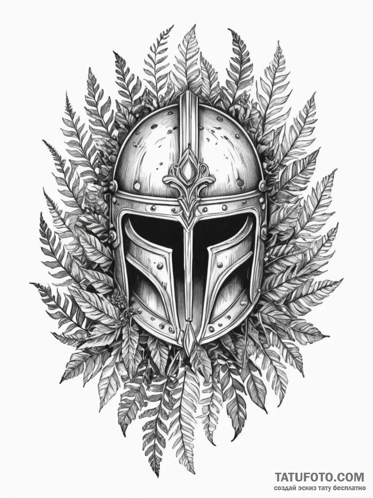 A tattoo design of a slavic warrior's helmet... - эскиз тату (№1752648035_0, 16.07.2025 06:40) — Tatufoto.com