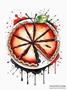 Tattoo sketch 'apple' on one, 'pie' on the ot... - эскиз тату (№1752648658_0, 16.07.2025 06:50) — Tatufoto.com