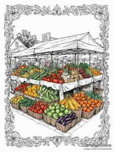 A shot of a farmer's market stall, overflowin... - эскиз тату (№1752648737_0, 16.07.2025 06:52) — Tatufoto.com
