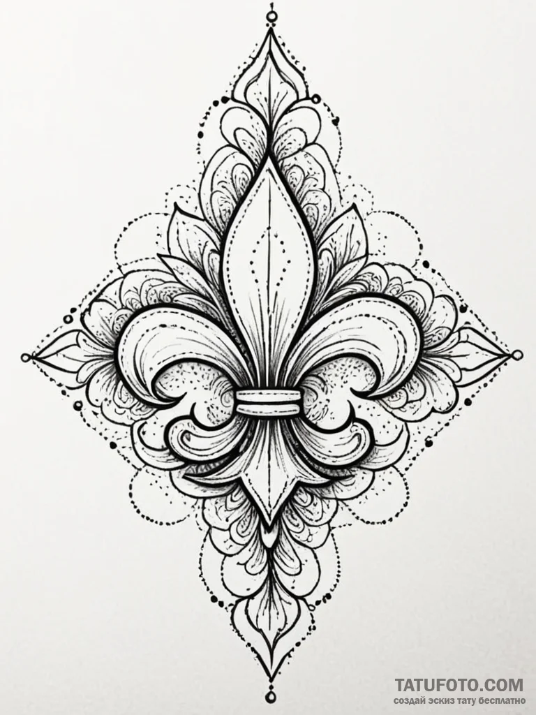 Tattoo sketch a classic 'fleur-de-lis' with a... - эскиз тату (№1752648901_0, 16.07.2025 06:55) — Tatufoto.com