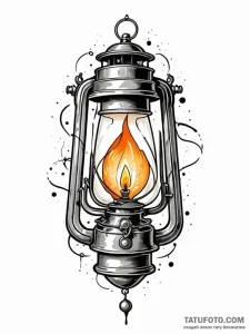 Tattoo sketch a single, glowing lantern in da... - эскиз тату (№1752648982_0, 16.07.2025 06:56) — Tatufoto.com