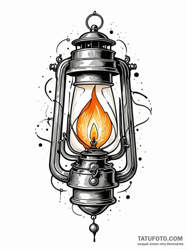 Tattoo sketch a single, glowing lantern in da... - эскиз тату (№1752648982_0, 16.07.2025 06:56) — Tatufoto.com