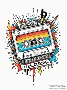 A neo-traditional tattoo of a cassette tape l... - эскиз тату (№1752649228_0, 16.07.2025 07:00) — Tatufoto.com