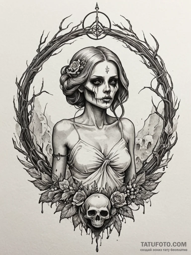Tattoo design: a symbolic depiction of the cy… — эскиз тату (№1752649554_0, 16.07.2025 07:05) — Tatufoto.com