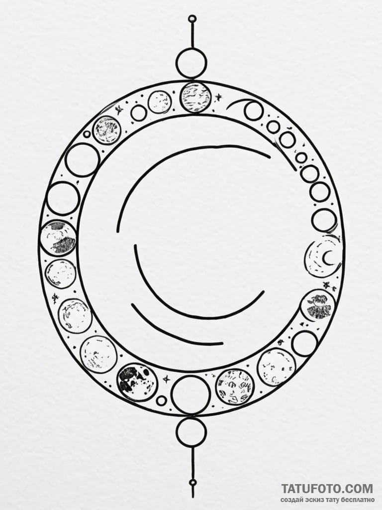 Tattoo design a moon phases sequence, with on... - эскиз тату (№1752649879_0, 16.07.2025 07:11) — Tatufoto.com