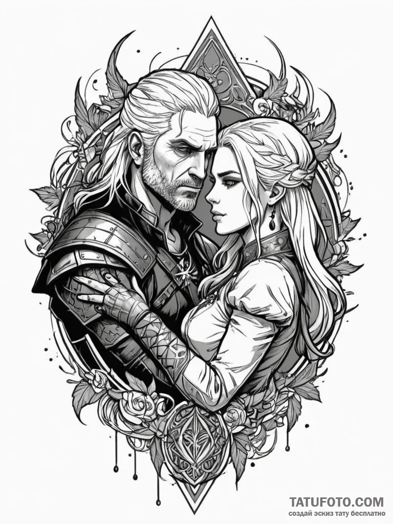 A linework tattoo of the intertwined destinie... - эскиз тату (№1752650206_0, 16.07.2025 07:16) — Tatufoto.com