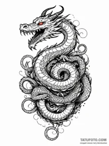 Tattoo design a coiled serpent or dragon, rep... - эскиз тату (№1752650287_0, 16.07.2025 07:18) — Tatufoto.com