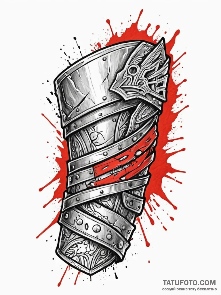 Tattoo sketch a close-up of a warrior's worn,... - эскиз тату (№1752650693_0, 16.07.2025 07:24) — Tatufoto.com