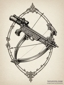 Tattoo design a detailed medieval crossbow, r... - эскиз тату (№1752650865_0, 16.07.2025 07:27) — Tatufoto.com