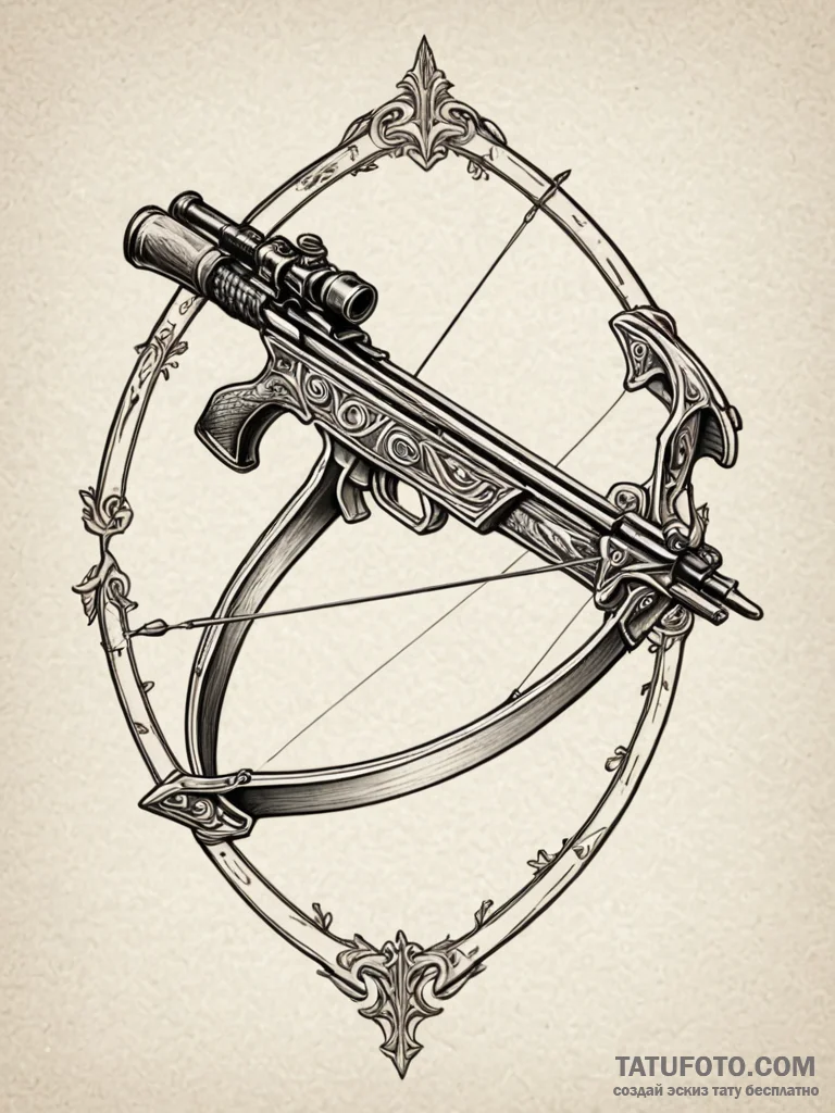 Tattoo design a detailed medieval crossbow, r... - эскиз тату (№1752650865_0, 16.07.2025 07:27) — Tatufoto.com